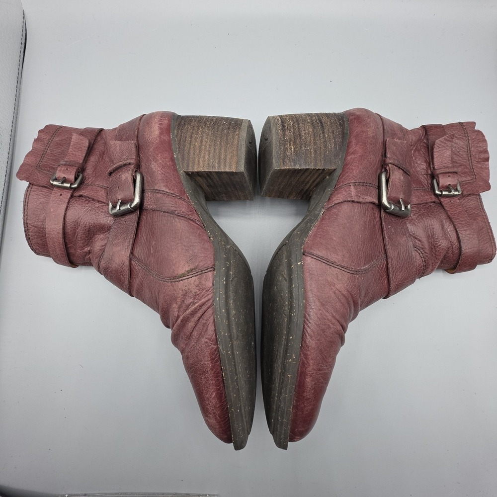 Naya Virtue Boots Women 8 Oxblood Bordo Leather Ankle Western Boho Anthropologie - Picture 9 of 14